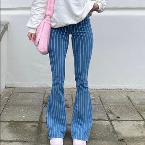 Fashion nova crossed the line striped flare jeans size 3